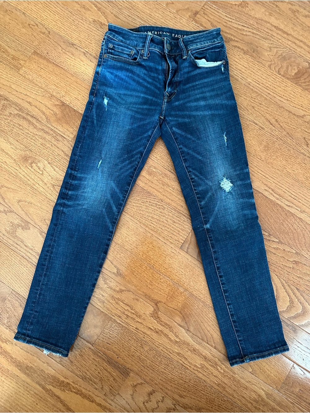 American Eagle Outfitters Men’s Dark Blue Distressed Skinny Jeans